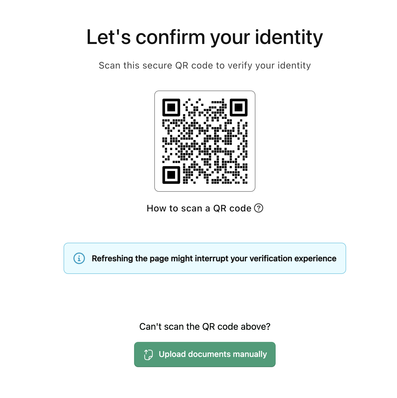 Identity confirmation via secure QR code, part of the automated Risk Engine checks